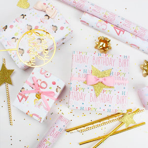 Birthday Girl "Numbers" Wrapping Paper Sheets