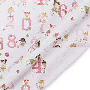 Birthday Girl "Numbers" Wrapping Paper Sheets