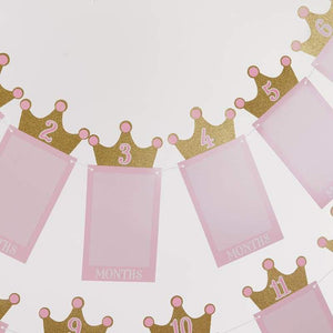 1st Birthday Milestone Photo Banner & Cake Topper