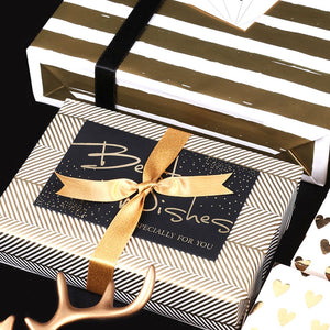 Metallic Stripes Wrapping Paper Roll - White/Gold