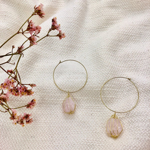 Rose Quartz Hoops