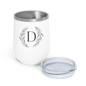 Meraki Paper - 12oz Insulated Wine Tumbler - Circular Branches - D in White - Opened