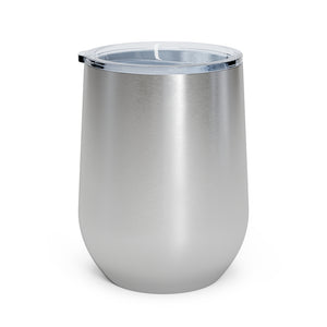 Meraki Paper - 12oz Insulated Wine Tumbler - Circular Branches - G in Stainless Steel - Back View