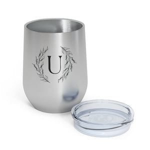 Meraki Paper - 12oz Insulated Wine Tumbler - Circular Branches - U in Stainless Steel - Opened
