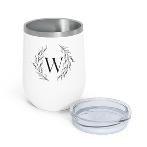 Meraki Paper - 12oz Insulated Wine Tumbler - Circular Branches - W in White - Opened