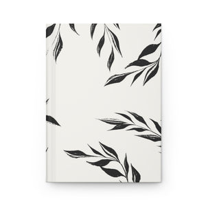 Meraki Paper - Black & White Windy Leaves Hardcover Journal - Front View