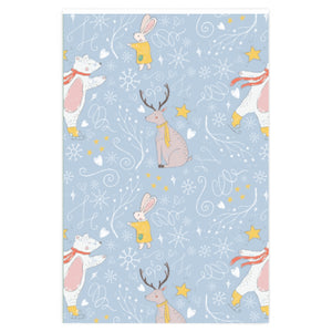 Meraki Paper - Blue Holiday Wrapping Paper - Holiday Animals - 24x36