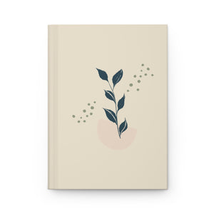 Meraki Paper - Blue Leaves in Ecru Hardcover Journal - Front View