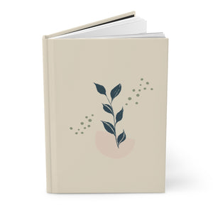 Meraki Paper - Blue Leaves in Ecru Hardcover Journal - Standing Up