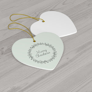 Meraki Paper - Ceramic Holiday Ornament - Black Wreath - Heart - Back View