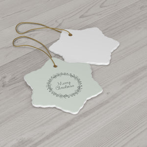 Meraki Paper - Ceramic Holiday Ornament - Black Wreath - Snowflake - Back View