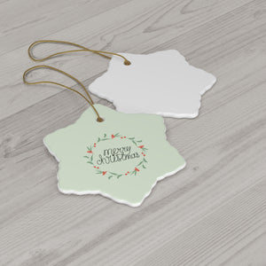 Meraki Paper - Ceramic Holiday Ornament - Colorful Wreath - Snowflake - Back View