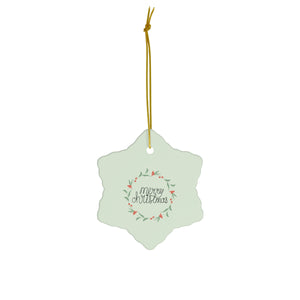 Meraki Paper - Ceramic Holiday Ornament - Colorful Wreath - Snowflake - Front View