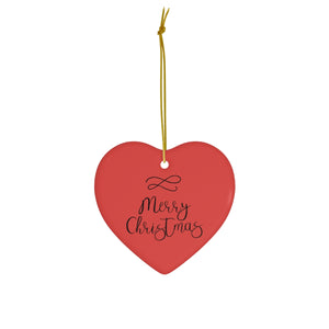 Meraki Paper - Ceramic Holiday Ornament - Merry Christmas - Heart - Front View