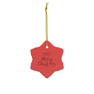 Meraki Paper - Ceramic Holiday Ornament - Merry Christmas - Snowflake - Front View