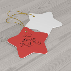 Meraki Paper - Ceramic Holiday Ornament - Merry Christmas - Star - Back View