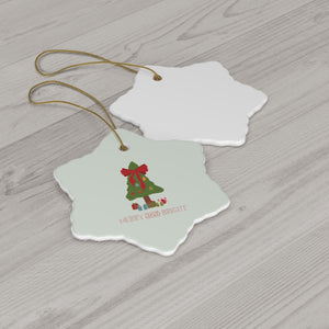 Meraki Paper - Ceramic Holiday Ornament - Merry & Bright - Snowflake - Back View