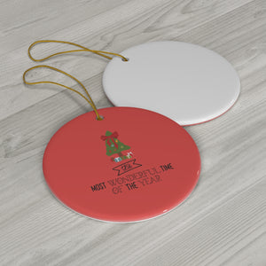 Meraki Paper - Ceramic Holiday Ornament - Most Wonderful Time of The Year - Circle - Back View