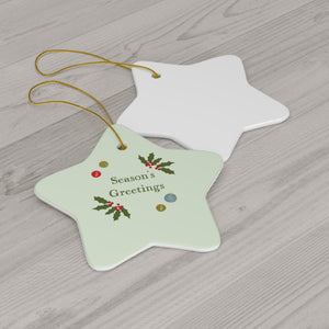 Meraki Paper - Ceramic Holiday Ornament - Season's Greetings - Star - Back View