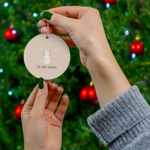 Meraki Paper - Ceramic Holiday Ornament - Tis the Season Snowman - Circle - In Use