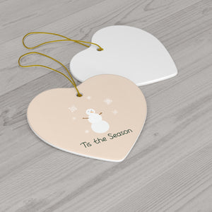 Meraki Paper - Ceramic Holiday Ornament - Tis the Season Snowman - Heart - Back View