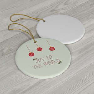 Meraki Paper - Ceramic Ornament - Joy to the World - Circle - Back View