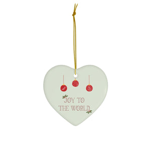 Meraki Paper - Ceramic Ornament - Joy to the World - Heart - Front View