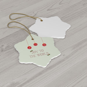 Meraki Paper - Ceramic Ornament - Joy to the World - Snowflake - Back View