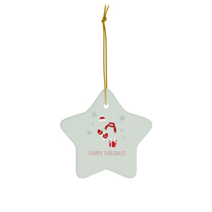 Meraki Paper - Ceramic Ornament - Red Happy Holidays - Star - Front View