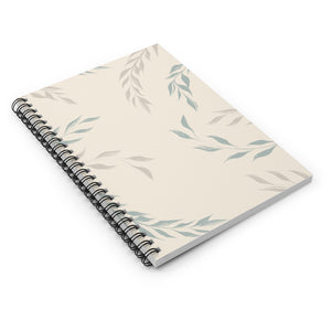 Meraki Paper - Ecru Windy Leaves Spiral Notebook - Laid Flat
