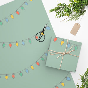 Meraki Paper - Green Holiday Wrapping Paper - Christmas Lights - In Use