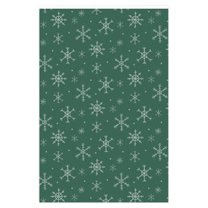 Meraki Paper - Green Holiday Wrapping Paper - Snowflakes - 24x36