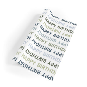 Meraki Paper - Happy Birthday Wrapping Paper Roll - Blue & Green - Rolled Out