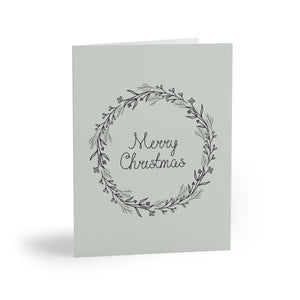 Meraki Paper - Holiday Greeting Cards - Black Merry Christmas Wreath - Front View