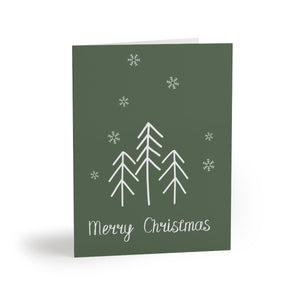 Meraki Paper - Holiday Greeting Cards - Merry Christmas & Evergreen Trees - Front View