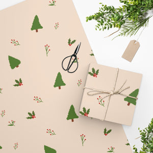 Meraki Paper - Holiday Wrapping Paper - Holly Trees - In Use