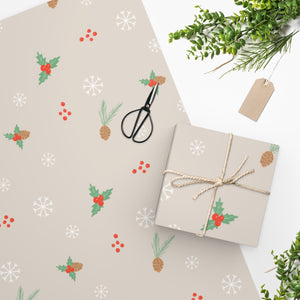 Meraki Paper - Holiday Wrapping Paper - Pinecones & Snowflakes - In Use