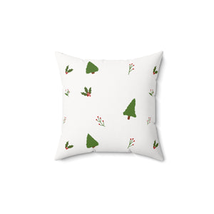Meraki Paper - Polyester Square Holiday Pillowcase - Evergreens - 14x14 - Front View