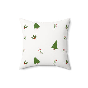 Meraki Paper - Polyester Square Holiday Pillowcase - Evergreens - 16x16 - Back View