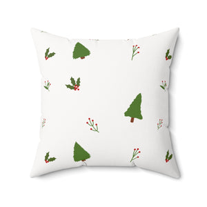 Meraki Paper - Polyester Square Holiday Pillowcase - Evergreens - 20x20 - Back View