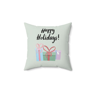 Meraki Paper - Polyester Square Holiday Pillowcase - Happy Holidays - 14x14 - Back View