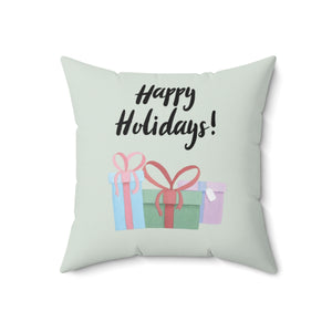 Meraki Paper - Polyester Square Holiday Pillowcase - Happy Holidays - 18x18 - Front View