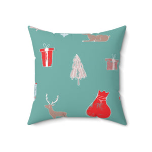 Meraki Paper - Polyester Square Holiday Pillowcase - Holiday Ensemble - 18x18 - Back View