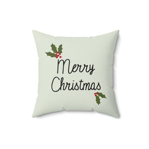 Meraki Paper - Polyester Square Holiday Pillowcase - Holly Merry Christmas - 16x16 - Back View