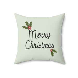 Meraki Paper - Polyester Square Holiday Pillowcase - Holly Merry Christmas - 18x18 - Back View