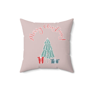 Meraki Paper - Polyester Square Holiday Pillowcase - Merry Christmas Tree - 16x16 - Back View