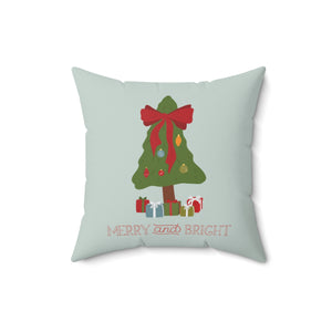 Meraki Paper - Polyester Square Holiday Pillowcase - Merry & Bright - 16x16 - Back View