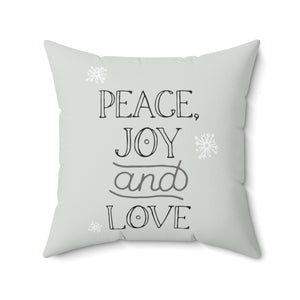 Meraki Paper - Polyester Square Holiday Pillowcase - Peace, Joy & Love - 20x20 - Front View