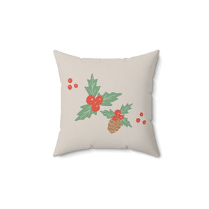 Meraki Paper - Polyester Square Holiday Pillowcase - Pinecone - 14x14 - Back View