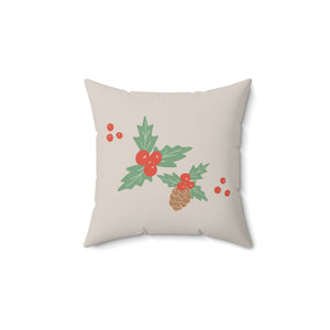Meraki Paper - Polyester Square Holiday Pillowcase - Pinecone - 14x14 - Front View